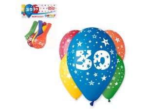 BALON 12 Z NADRUKIEM "30" PASTEL MIX /5SZT GODAN