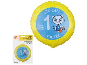 BALON FOLIOWY KICIA KOCIA 1 ROCZEK 18 CALI GODAN