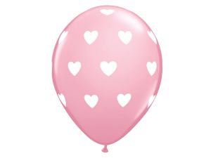 BALON QL 11" Z NADR SERCA PASTEL RÓŻOWY 6 SZT