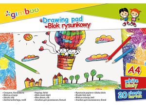 BLOK RYSUNKOWY GIMBOO, A4, 20 KART., 70GSM, BIAŁY