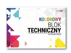 BLOK TECHNICZNY STRIGO A4 170 G KOLOROWY 20 KARTEK