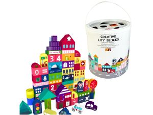 DREWNIANE KLOCKI W WIADERKU 100SZT NO-1009700