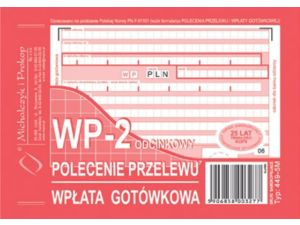 DRUK POLECENE PRZELEWU A6 WPŁATA GOTÓWKOWA 2-ODCINKOWE M&P A6/80 449-5