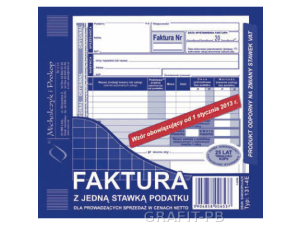 FAKTURA 2/3 A5 Z JEDNĄ STAWKĄ PODATKOWĄ 131-4-E