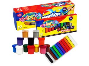 FARBY PLAKATOWE 12 KOL + PLASTELINA 12 K COLORINO 