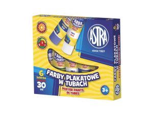 FARBY PLAKATOWE 6 KOLORÓW - TUBA PE  30 ML ASTRA