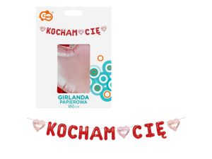 GIRLANDA PAPIEROWA KOCHAM CIĘ CZERWONA GODAN