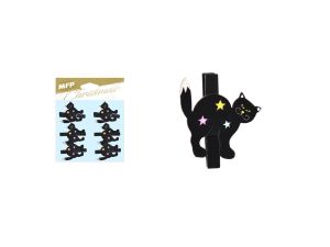 KLAMERKA DREWNIANA HALLOWEEN KOT 6 SZT 4,8CM