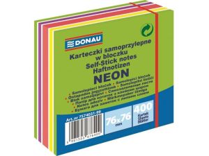 Kostka samoprzylepna DONAU, 76x76mm, 1x400 kart., neon-pastel, mix zielony