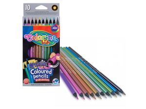 KREDKI OŁÓWKOWE OKRĄGŁE METALICZNE 10 KOL COLORINO