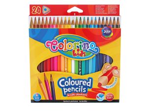 KREDKI OŁÓWKOWE TRÓJKĄTNE 24 KOLORY COLORINO