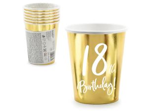 KUBECZKI 18TH BIRTHDAY ZŁOTY 220ML A'6 PARTYDECO