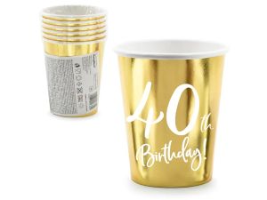 KUBECZKI 40TH BIRTHDAY ZŁOTY 220ML A'6 PARTYDECO