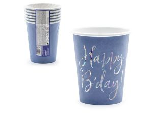 KUBECZKI HAPPY B'DAY! GRANATOWY 220ML A'6 PARTYDEC