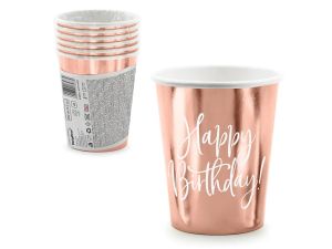 KUBECZKI HAPPY BRITHDAY! RÓŻOWE ZŁOTO 260ML A'6 PA