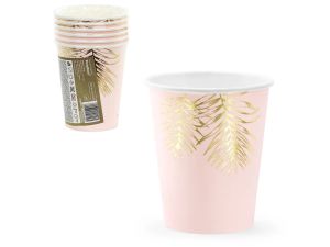 KUBECZKI LIŚCIE JASNY RÓŻOWY 220ML A'6 PARTYDECO