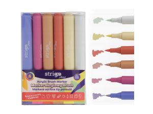 MARKER AKRYLOWY ZESTAW BRUSH 6 KOLORÓW SSC429 STRIGO