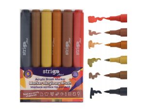 MARKER AKRYLOWY ZESTAW BRUSH 6 KOLORÓW SSC433 STRIGO