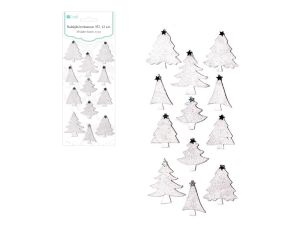 NAKLEJKI BROKATOWE 3D CHOINKI 12SZT.WHITE DPNB-006