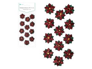 NAKLEJKI BROKATOWE 3D POINSETTIA 12 SZT.DPNB-002