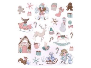NAKLEJKI Z BROKATEM FROSTY PASTEL 26 SZT DPNK-133
