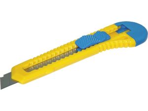 Nóż biurowy DONAU 18mm, plastikowy, z blokadą, niebiesko-żółty