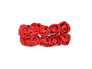 PIANKOWE KWIATY+TIUL, ŚR.2,5CM/12SZT, CZERWONE