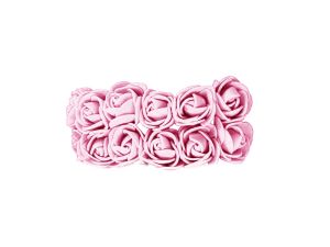 PIANKOWE KWIATY+TIUL, ŚR.2,5CM/12SZT, JASNORÓŻOWE
