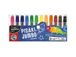 PISAKI PRZEŹROCZYSTE W ETUI JUMBO 12 KOLORÓW KIDEA