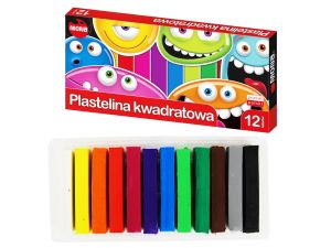 PLASTELINA KWADRATOWA 12 KOLORÓW MONA