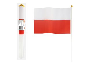 POLSKA FLAGA 20X30CM Z PATYCZKIEM 45CM 10SZT GODAN