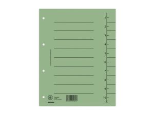 Przekładka DONAU, karton, A4, 235x300mm, 1-10, 1 karta, zielona
