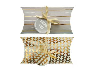 PUDEŁKA NA PREZENTY 22X10 2 SZT PASTELOWO-ZŁOTE