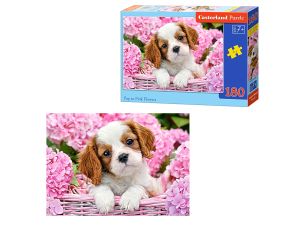 PUZZLE 180 EL. PUP IN PINK FLOWERS