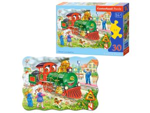 PUZZLE 30 EL. B-03433-1 GREEN LOCOMOTIVE CASTOR