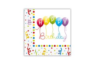 SERWETKI HAPPY BIRTHDAY STREAMERS 33X33CM 20 SZT