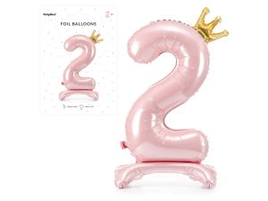 STOJĄCY BALON FOLIOWY CYFRA 2 84CM J. RÓŻOWY PARTY