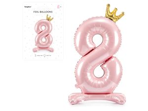 STOJĄCY BALON FOLIOWY CYFRA 8 84CM J. RÓŻOWY PARTY