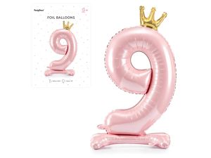 STOJĄCY BALON FOLIOWY CYFRA 9 84CM J. RÓŻOWY PARTY