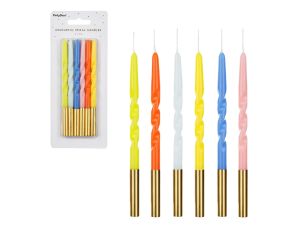 ŚWIECZKI URODZINOWE ZAKRĘCONE MIX 14CM OP/6SZT