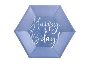 TALERZYKI HAPPY B'DAY! GRANATOWY 20CM A'6 PARTYDEC