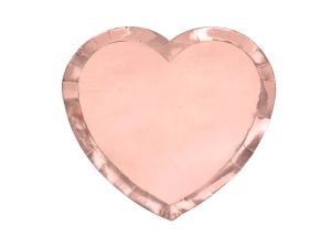 TALERZYKI SERCE RÓŻOWE ZŁOTO 21X19CM A'6 PARTYDECO
