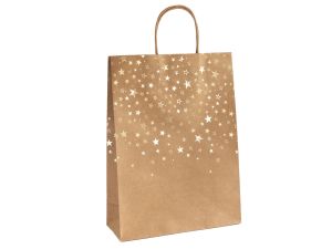 TOREBKI PAPIEROWE KRAFT ZŁOTE GWIAZDY 33x10x24 A'5
