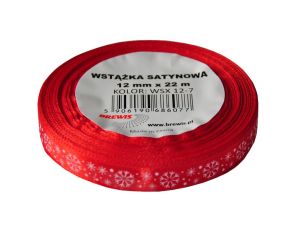 WSTĄŻKA SATYNOWA BN 12MM WSX12 KOLOR 7 CZERWONA 