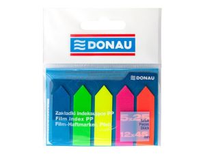 Zakładki indeksujące DONAU, PP, 12x45mm, strzałka, 5x25 kart., mix kolorów