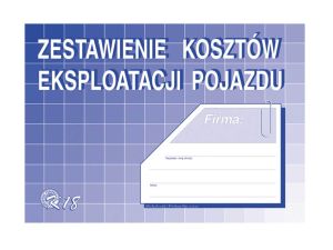 ZESTAWIENIE KOSZTÓW EKSPLOATACJI POJAZDU K18