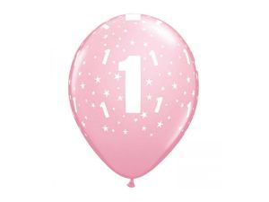 BALON 12'' Z NADRUKIEM  "1" PASTEL MIX  /25 SZT