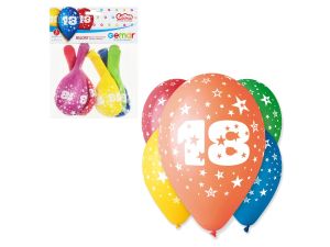 BALON 12 Z NADRUKIEM "18" PASTEL MIX A'5 GODAN