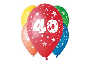 BALON 12 Z NADRUKIEM ''40'' PASTEL MIX A'5