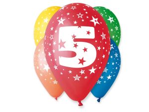 BALON 12  Z NADRUKIEM "5" PASTEL MIX A'5 GODAN